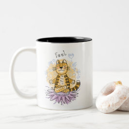 Caneca De Café Em Dois Tons Gato da ioga