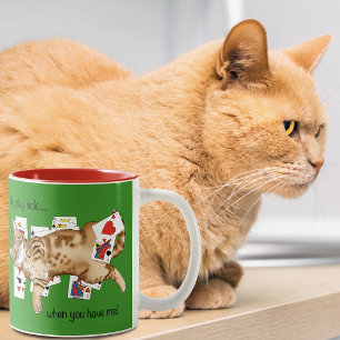 Caneca De Café Em Dois Tons Gato de Cartões de Jogo Solitários