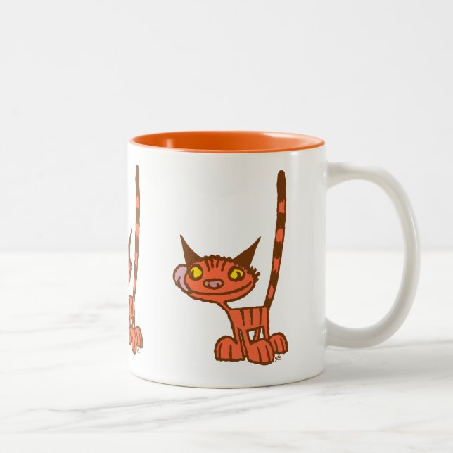 Caneca De Café Em Dois Tons Gato de Cartografia Laranja legal (Direita)
