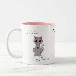 Caneca De Café Em Dois Tons Gato de Cinza