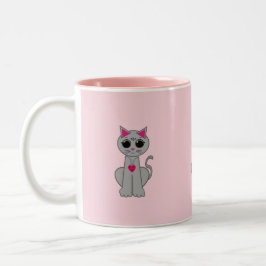 Caneca De Café Em Dois Tons Gato de cinza bonito