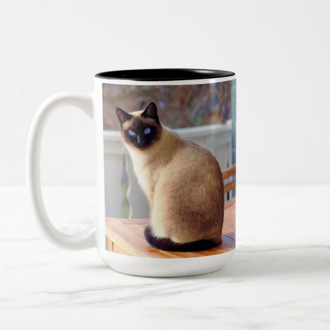 Caneca De Café Em Dois Tons Gato de Gatinho Siamês (Esquerda)