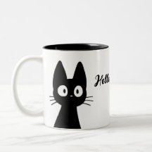 Gato de Gato Preto Bonito - Olá Engraçada Taça de 