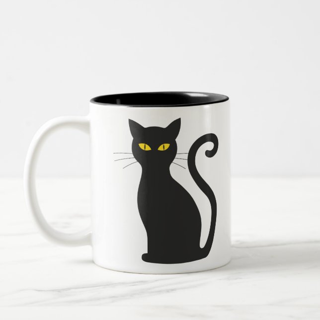 Caneca De Café Em Dois Tons Gato de Halloween (Esquerda)