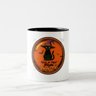 Caneca De Café Em Dois Tons Gato de Halloween