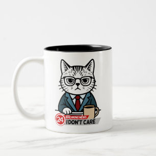 Caneca De Café Em Dois Tons Gato de Humor de Escritório Sarcástico