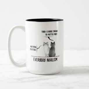Caneca De Café Em Dois Tons Gato de Humor Negro Diário de Niilismo Citação Int