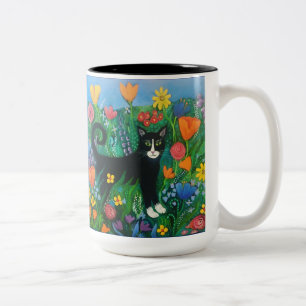 Caneca De Café Em Dois Tons Gato de jardim