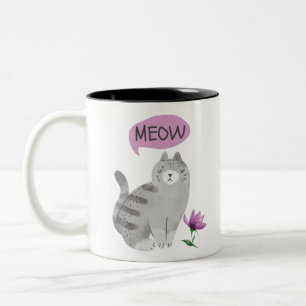 Caneca De Café Em Dois Tons Gato de Miau