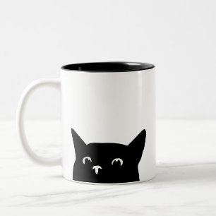 Caneca De Café Em Dois Tons Gato de Peeking Engraçado