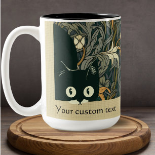 Caneca De Café Em Dois Tons Gato-de-Pequim-Gato-Gato-Gato-Nouveau Nome Teal Fl