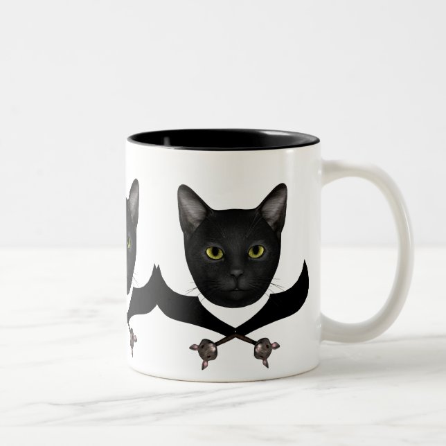 Caneca De Café Em Dois Tons Gato de Sinalizador Pirata (Direita)