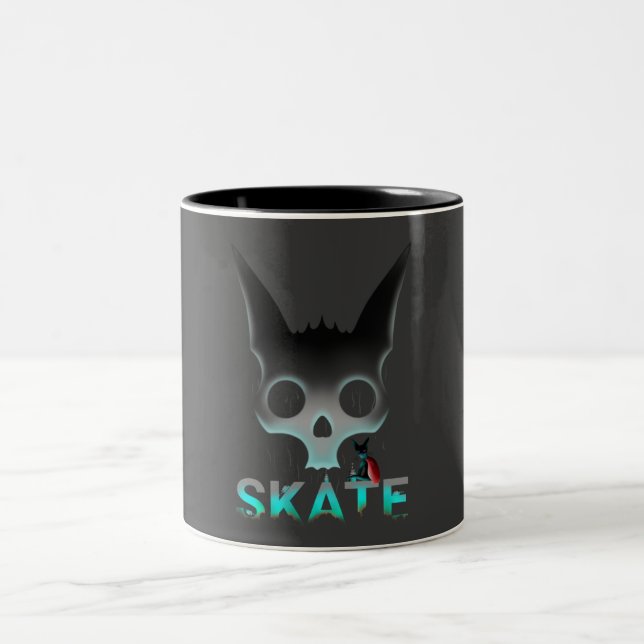 Caneca De Café Em Dois Tons Gato de Skull Grafite (Centro)