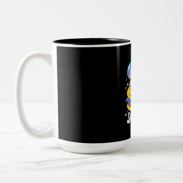 Caneca De Café Em Dois Tons Gato do Espaço Astronauta (Esquerda)