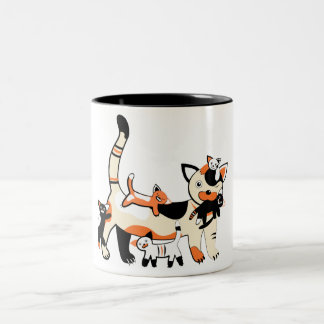 Caneca De Café Em Dois Tons Gato do Mama com imagem engraçada dos gatinhos