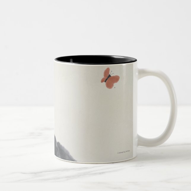 Caneca De Café Em Dois Tons Gato e borboleta (Direita)