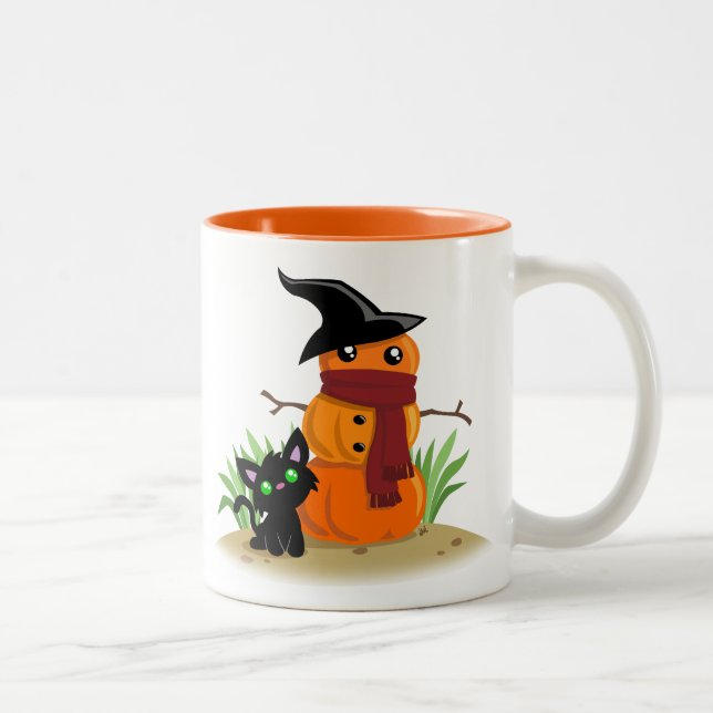 Caneca De Café Em Dois Tons Gato e Pumpkinman Coffee Mug (Direita)