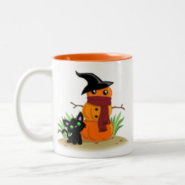 Caneca De Café Em Dois Tons Gato e Pumpkinman Coffee Mug