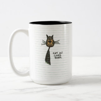 Caneca De Café Em Dois Tons Gato em Papel Vinculado