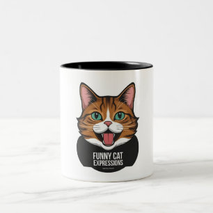Caneca De Café Em Dois Tons Gato Engraçado