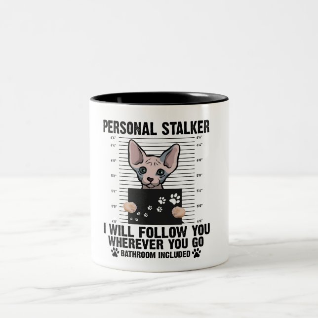 Caneca De Café Em Dois Tons Gato engraçado. (Centro)