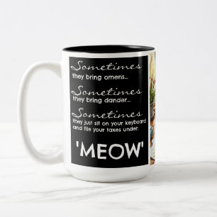 Caneca De Café Em Dois Tons Gato Engraçado - "Cheio Sob MEOW"