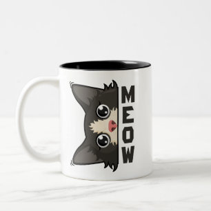 Caneca De Café Em Dois Tons Gato engraçado de smoking está observando Pun