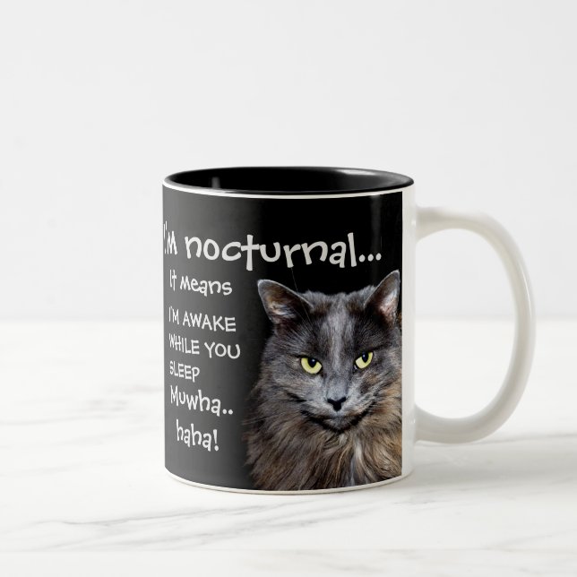 Caneca De Café Em Dois Tons Gato Engraçado é Mau  (Direita)