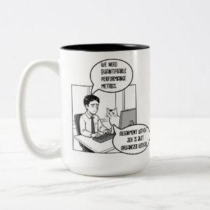 Caneca De Café Em Dois Tons Gato Engraçado Humor Corporativo Cartoon de Escrit