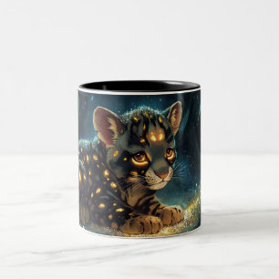 Caneca De Café Em Dois Tons gato Estilo Cartoon vibrante Fofo Colorido