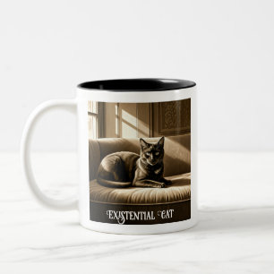 Caneca De Café Em Dois Tons Gato Existencialista