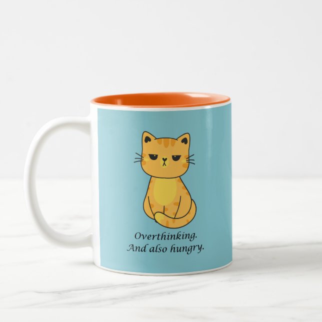 Caneca De Café Em Dois Tons Gato Faminto (Esquerda)