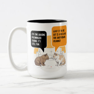 Caneca De Café Em Dois Tons Gato Filosófico Ponto Vermelho Humor Existencial A