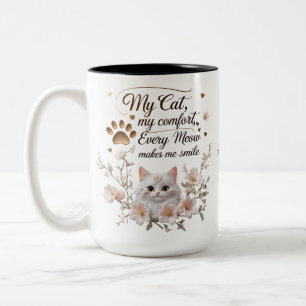 Caneca De Café Em Dois Tons Gato Floral Mata-Mama - Cada Mato Me Faz Sorrir