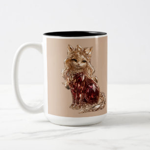 Caneca De Café Em Dois Tons Gato Fofo Cristal Brilhante Luxo