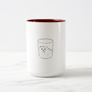 Caneca De Café Em Dois Tons Gato Fofo Em Uma Arte De Gato Líquido Em Vidro Des