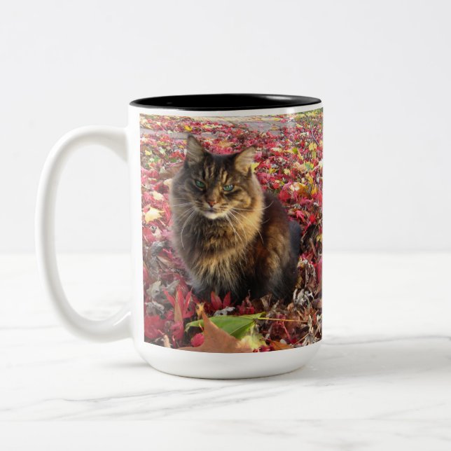 Caneca De Café Em Dois Tons Gato Gatinho de Maine Coon (Esquerda)