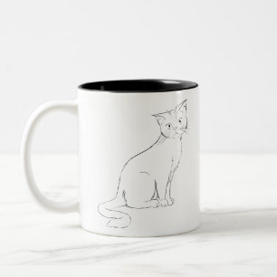 Caneca De Café Em Dois Tons Gato Gatinho Felino Sítio de Desenho Doméstico