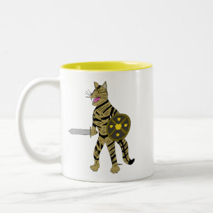Caneca De Café Em Dois Tons Gato Guerreiro
