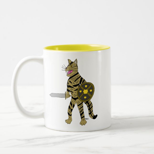 Caneca De Café Em Dois Tons Gato Guerreiro (Esquerda)