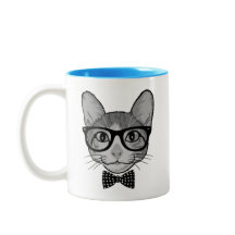 Gato Hipster com Gravata Borboleta de Bolinhas