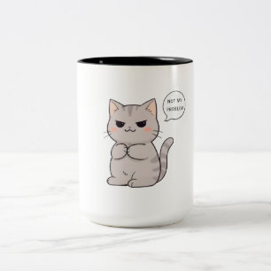 Caneca De Café Em Dois Tons Gato Indiferente "Não é Meu Problema" Design Diver