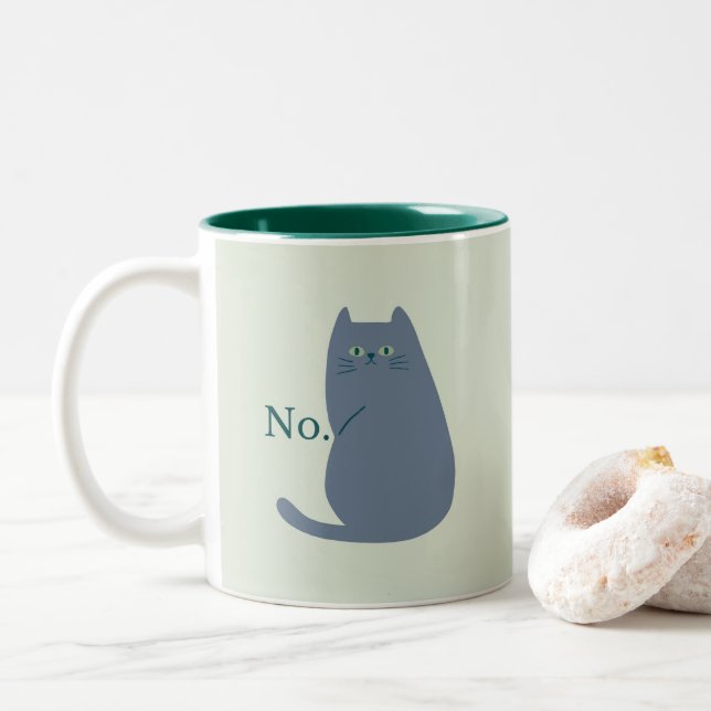 Caneca De Café Em Dois Tons Gato Irritado (Com Donut)