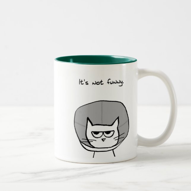 Caneca De Café Em Dois Tons Gato irritado e o cone da vergonha (Direita)