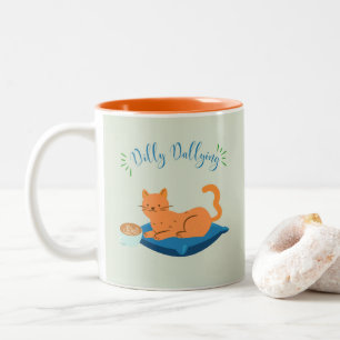 Caneca De Café Em Dois Tons Gato Laranja Devagar
