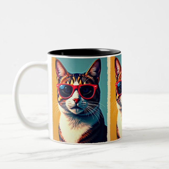 Caneca De Café Em Dois Tons gato legal (Esquerda)