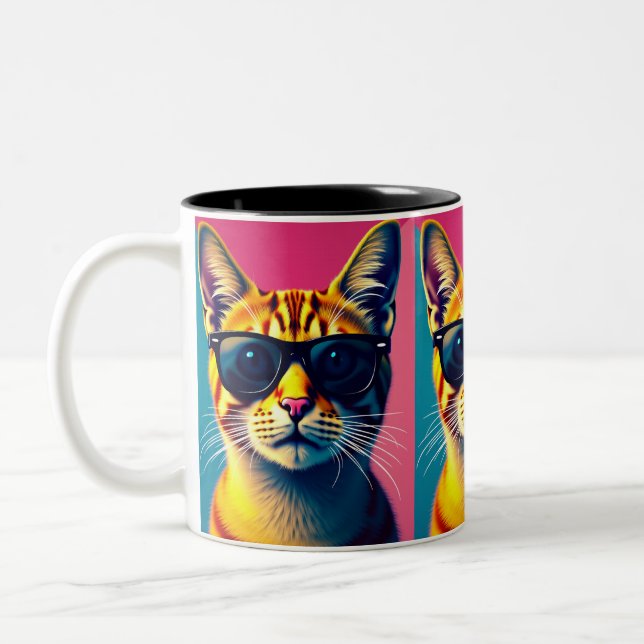 Caneca De Café Em Dois Tons gato legal (Esquerda)
