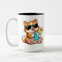 Caneca De Café Em Dois Tons Gato Legal de Verão