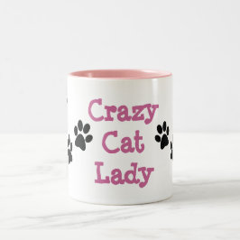 Caneca De Café Em Dois Tons Gato Louco Senhora Pawprint Design Coffee Mug