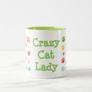 Caneca De Café Em Dois Tons Gato Louco Senhora Pawprint Design Coffee Mug
